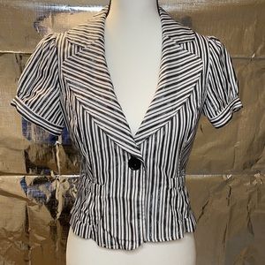 ING Short Sleeve White Black Blazer Jacket Size M